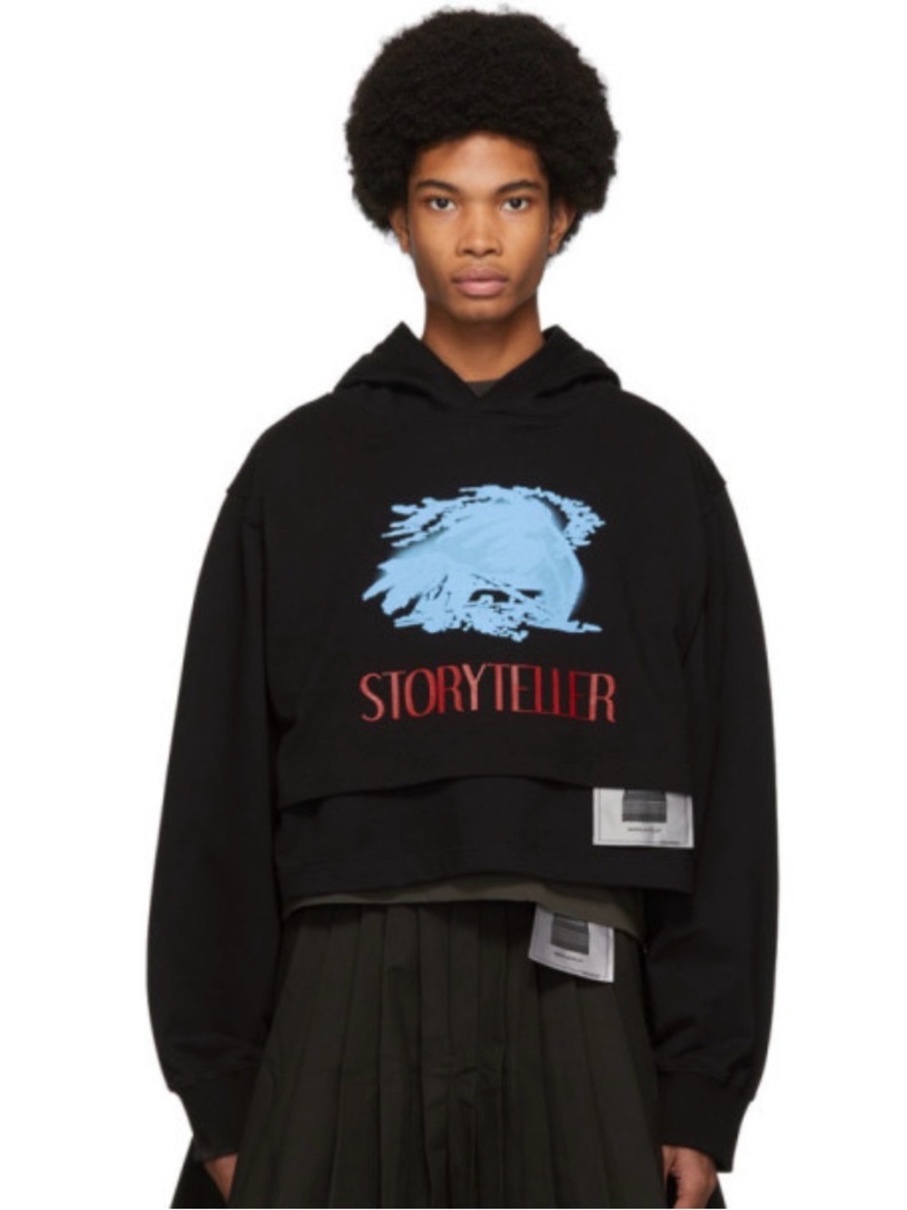 RARE Keenkee Unisex Black Layered Storyteller Streetwear Goth Print Hoodie, M